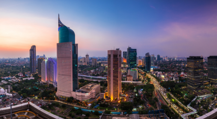 An image of Jakarta, Indonesia during the evening.